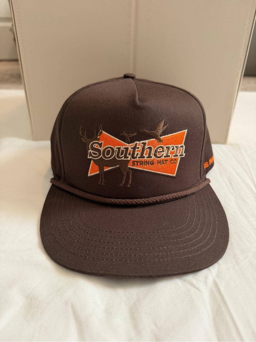 Southern String Hat Co Brown Orange Deer Rope SnapBack